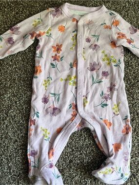 Carter's Lilac Floral Footed One-Piece